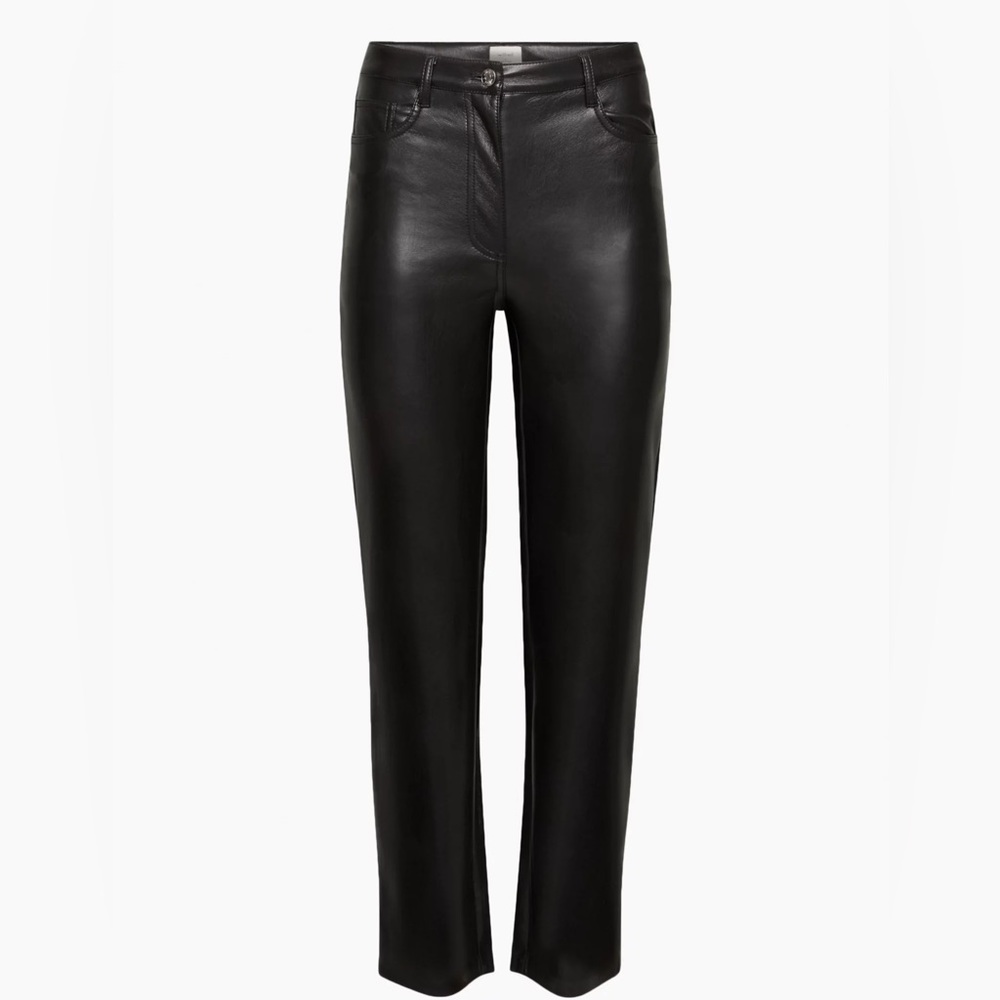 Wilfred Black Faux Leather Straight Leg Pants